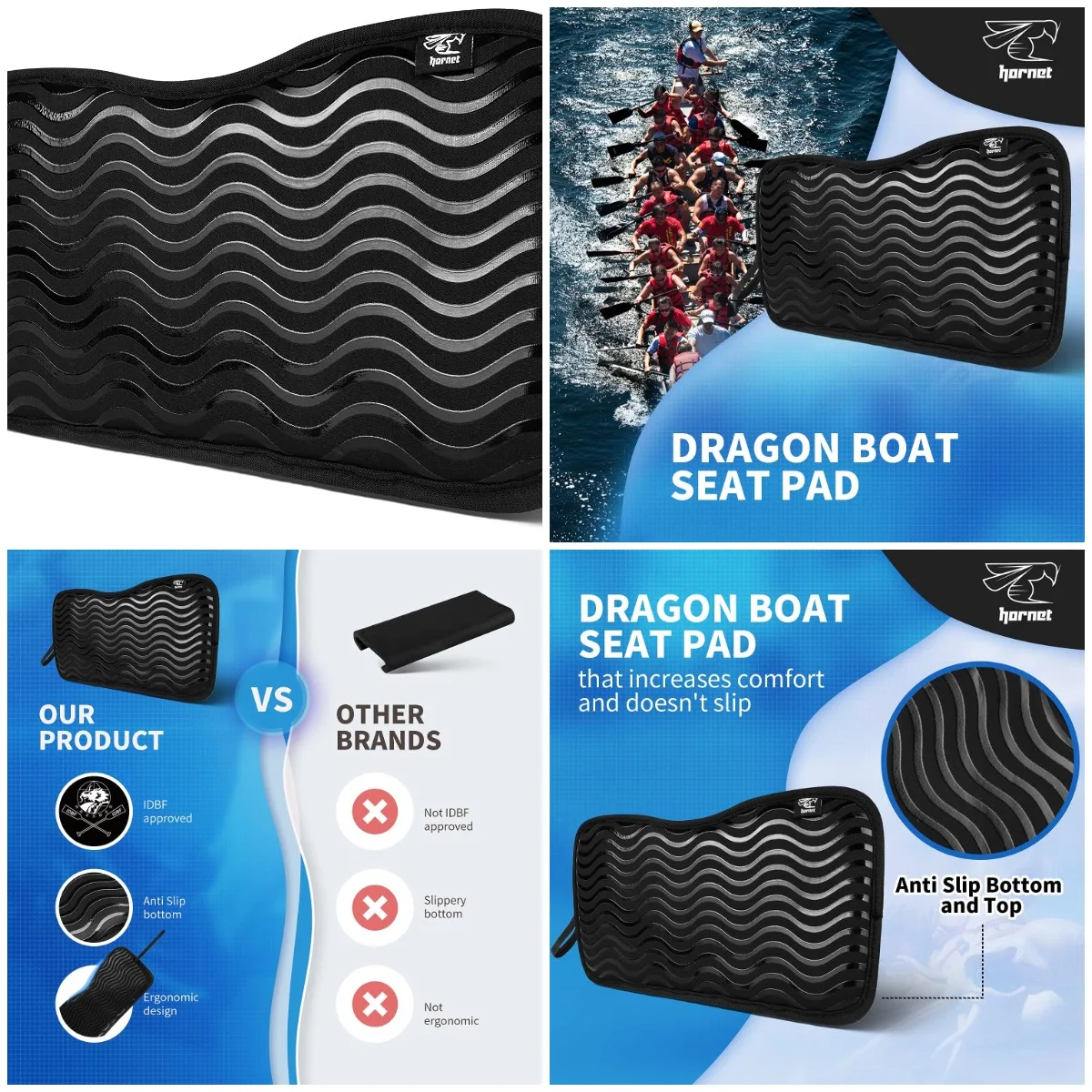 

Dragon Boat Seat Pad Neoprene Anti Slip Cushion- New Improved Version That Increases Comfort and Doesn’t Slip