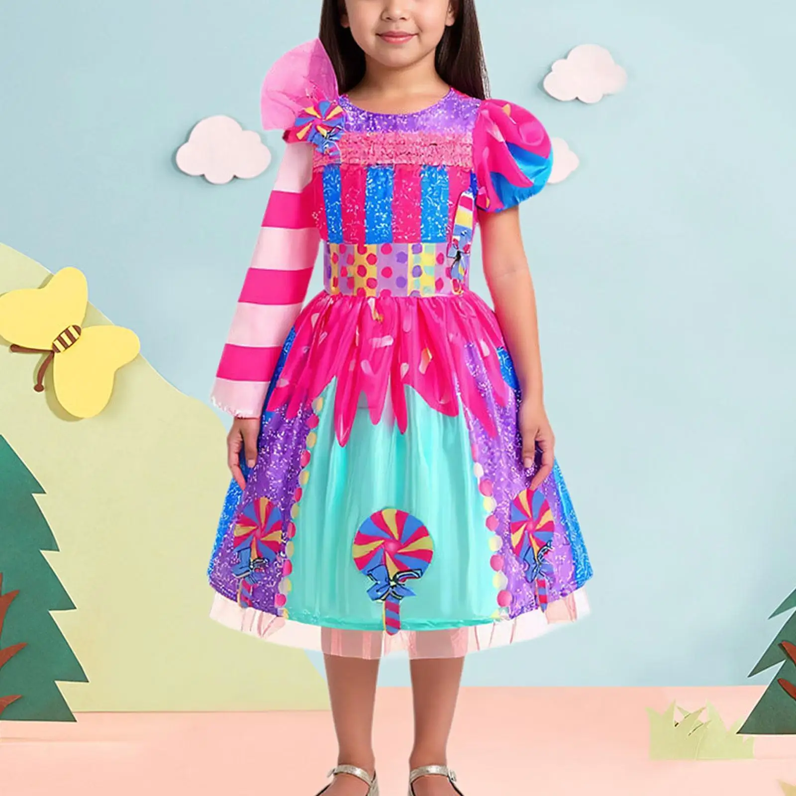 Little Girls Candy Dress Rainbow Dress Lollipop Dress Princess Dress for Masquerade Halloween Role Playing Party Cosplay