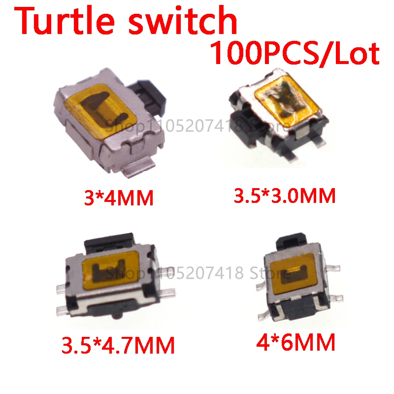 100PCS 3*4MM 4*6MM 3.5*4.7MM Micro Button Big Turtle Switch 4pin SMD Reset Buttons Little Turtle Power Switch 4X6 3.5X4.7 3X4MM