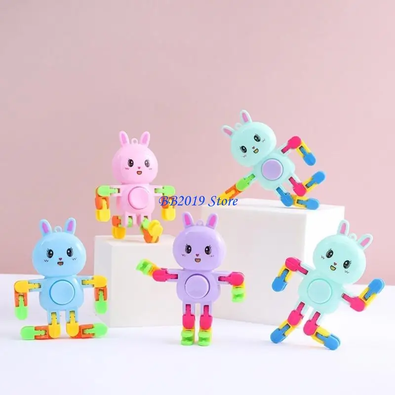 Q0KB Transformable Mechanical Rabbit Spinners Stress Relief Toy per studenti adulti Concentrazione che migliora il punta