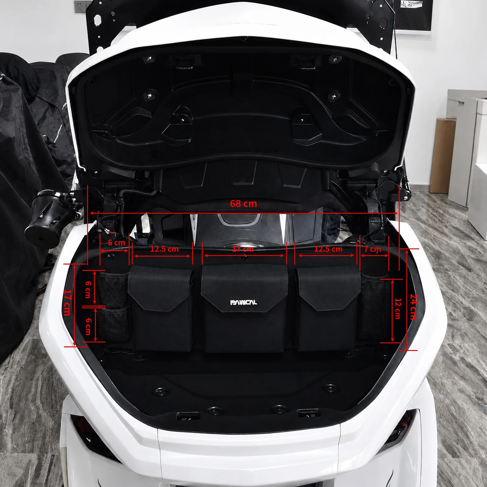 PANICAL Motorcycle Trunk Lid Storage Bag for Honda Gold Wing GL1800 2021 -2026 Multi Pocket Tool Accessories Organizer Pouch