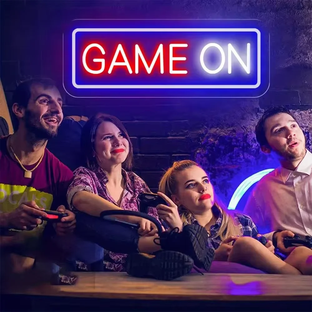 Game on Neon Sign Game Over Neon Light Gaming Room Decor Game Zoom Led Lights for Bedroom Game Room Decoration Gifts for Teen