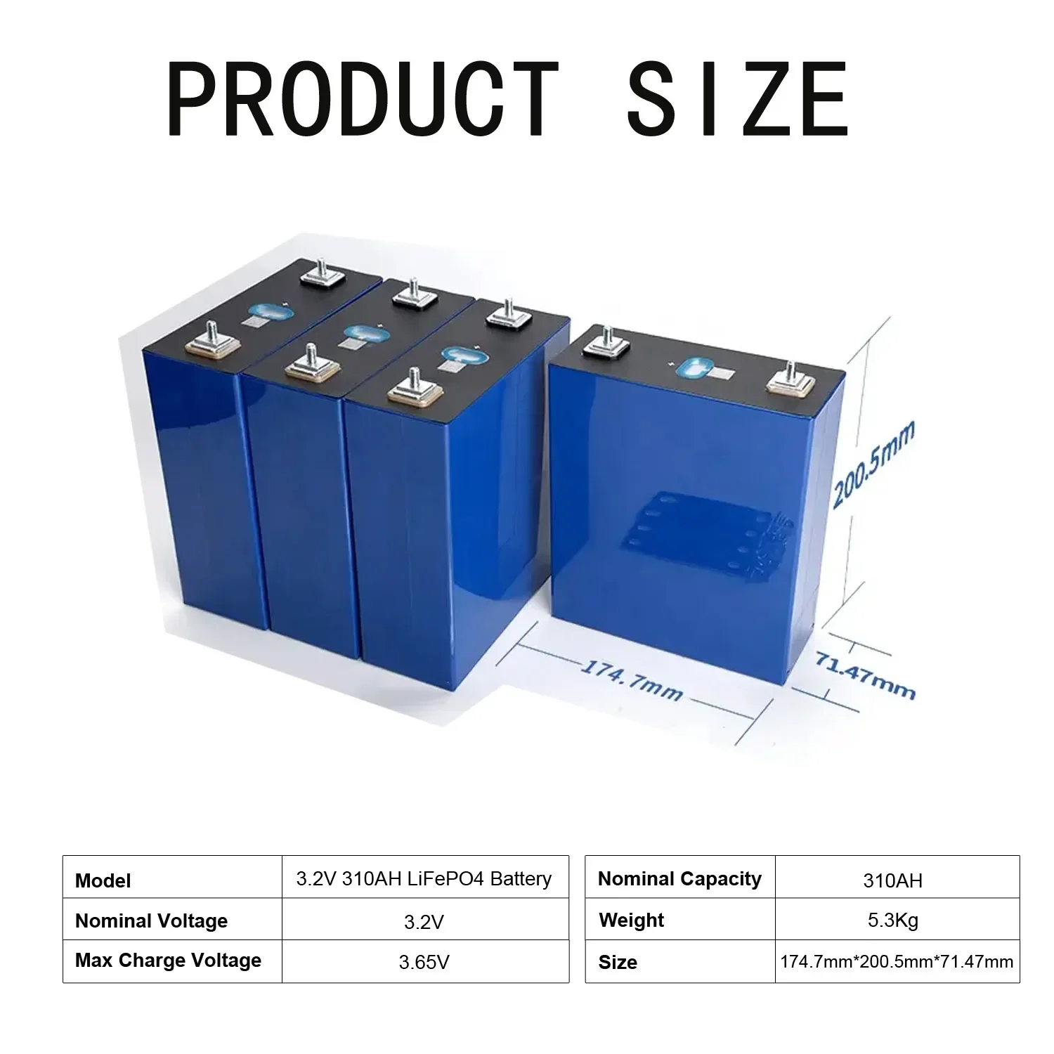 A-grade 3.2V 230Ah 310Ah LiFePO4 battery with QR code, and car rechargeable lithium iron phosphate battery with fast De