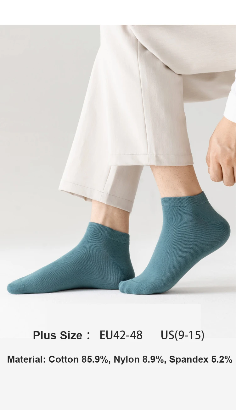 5 Paar hochwertige Herrensocken aus gekämmter Baumwolle, neue, lässige, atmungsaktive, schwarz-weiße Business-Socken, 5 Paar Herrensocken, Übergröße EU39-48 – Detail 10