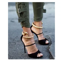 Black Twine Sandals Peep Toe Shallow Thin High Heel Fashionable Sexy Novel Style 2023 Summer Woman Shoes Zapatillas Mujer