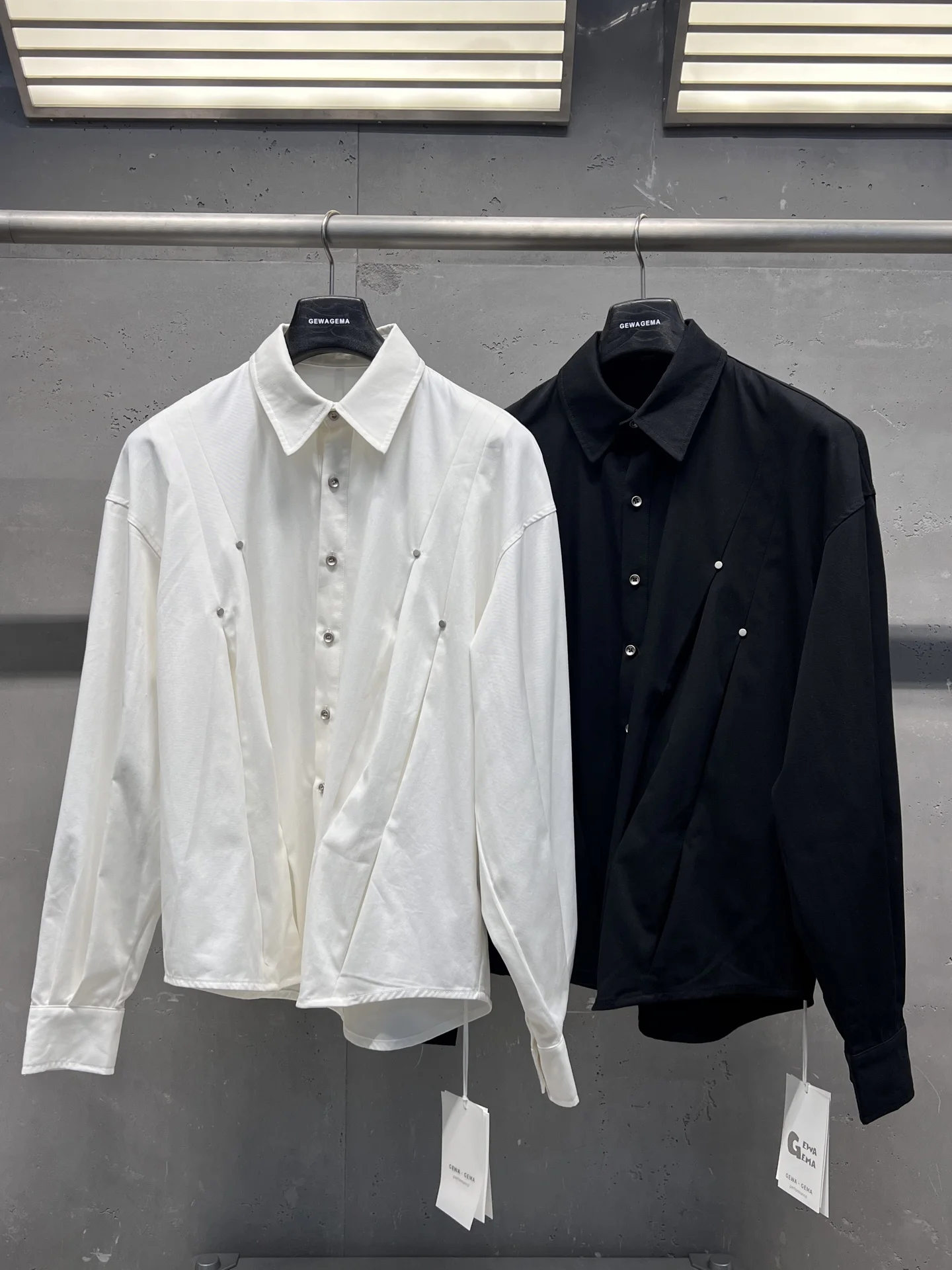 

Gewage 2026ss American Sle Heavyweight Pleated Long Sve Men's irt Loose Trendy Brand Collar Button down Cotton Pure