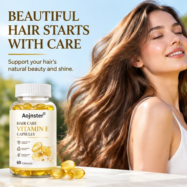 Lab Tested Vitamin E Capsules, Daily Hair Nutrition Supply, Mild Formula, 60 Count Adult Dietary Supplement