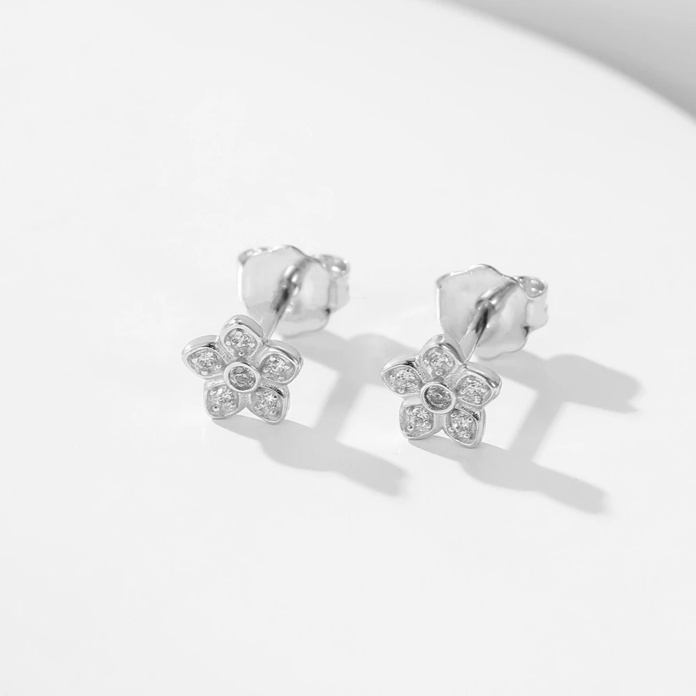 

Mini Flower Earrings Stud Zircon Inlay Stylish Beautiful Exquisite Daily Wear Atmosphere Birthday Gift