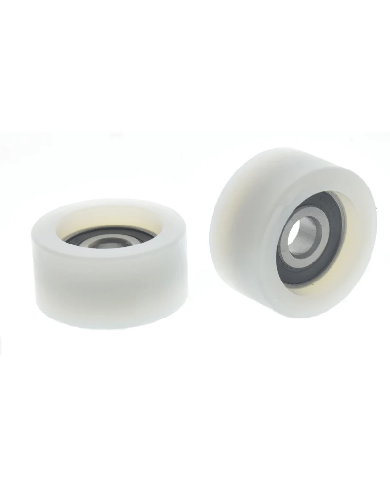 1Pc 10x40x20mm flat wrapped plastic bearing pulley cylindrical white 6200 bearing automation equipment moving pulley