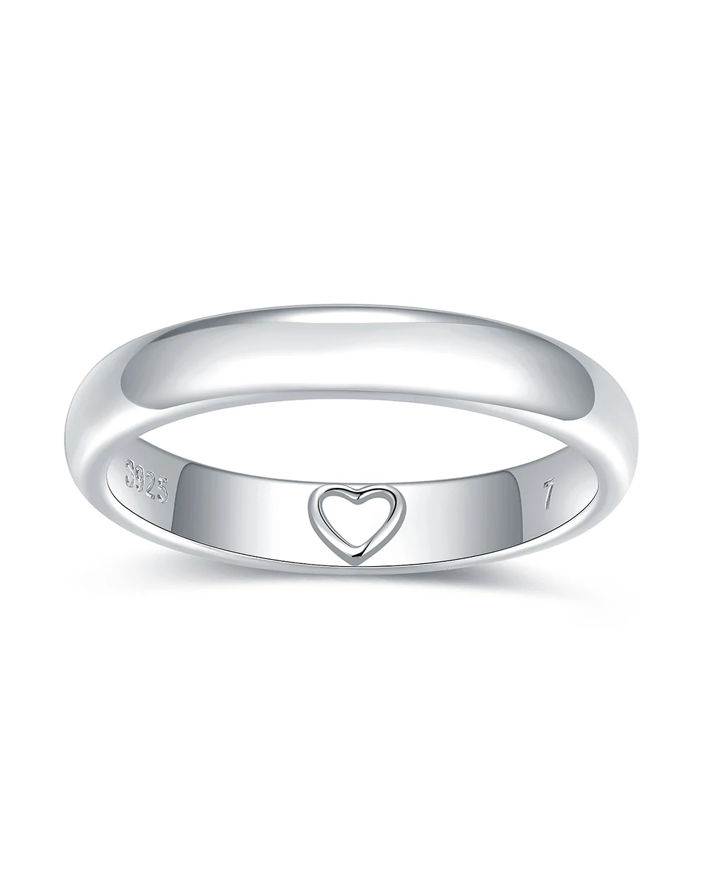 

925 Sterling Silver Imprint Inner Message Ring Secretly Say 'I Love You' - Leaves Heart Mark Jewelry Ideal for Couples&Loved One