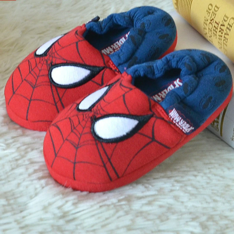 

Disney Indoor Home Slippers Parent-child Heel Cotton Anti-skid Floor Children's Shoes Breathable Cartoon Red Slippers Size 26-46