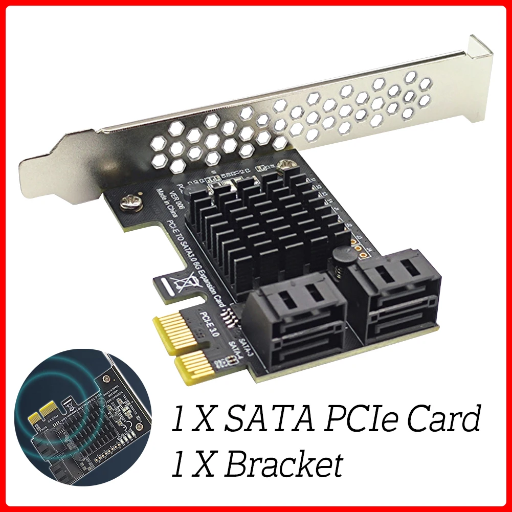 4 Port SATA III PCIe Card 6Gbps SATA 3.0 to PCI Express 1X Adapter with Bracket Hard Disk Drive SSD Adapter Card