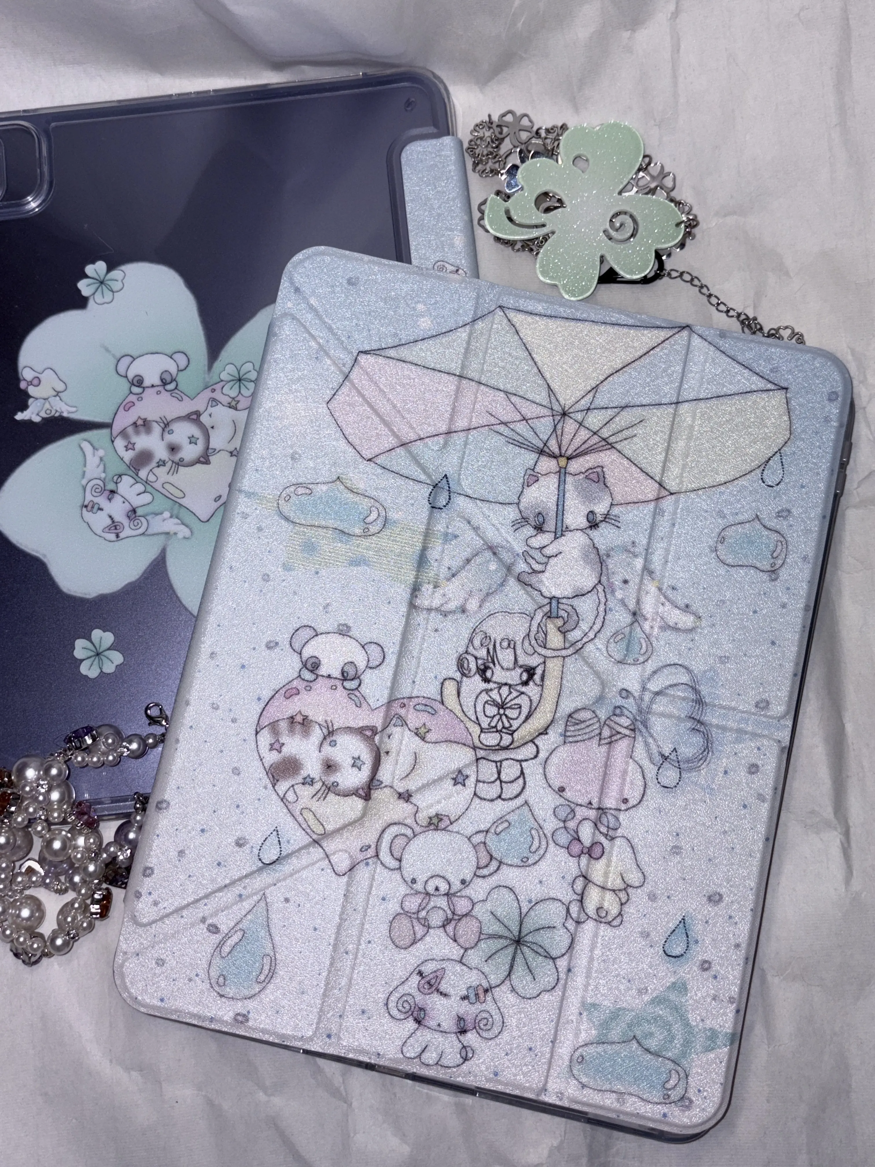 Cartoon Graffiti Raindrop Girl Japan Tablet Case For iPad Pro 11 13in 2025 iPad Pro 12.9in Air7 10th 11th M4 M5 MINI 3Y Cover
