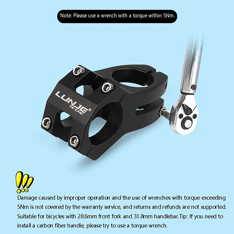 

Bicycle Handlebar Stem Power Short 45MM Mountain Bike Bridge 25.4/31.8MM Pipe Aluminum Alloy Cycling Stem Riser Table