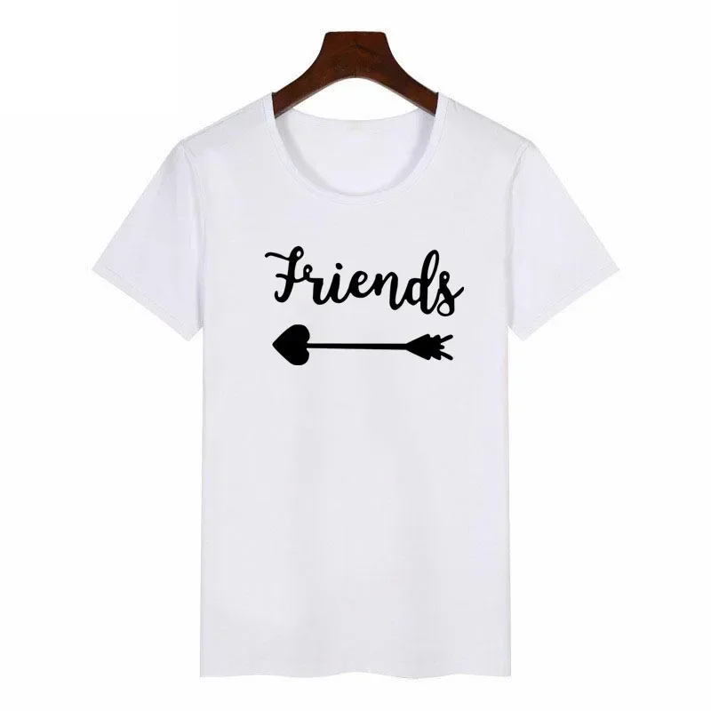 Melhores amigos gráfico camiseta feminina verão manga curta irmã bff t camisa feminina topo branco casual camiseta femme