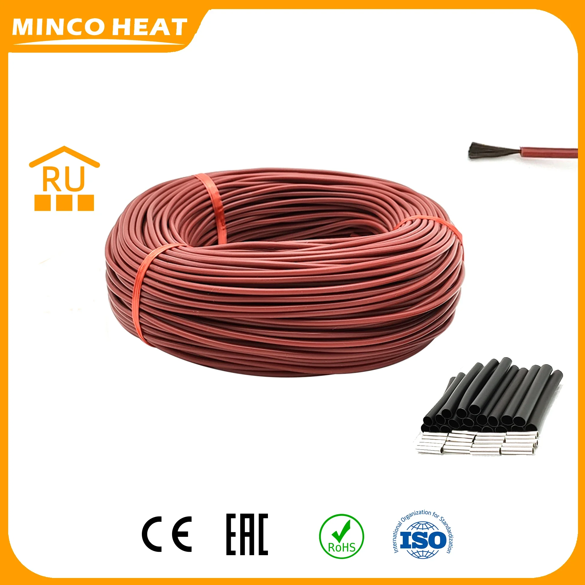 Minco Heat 50 Meters 12K Floor Warm Heating Cable 33ohm/m Carbon Fiber Heating Wire and Wifi Smart Underfloor Heating Thermostat