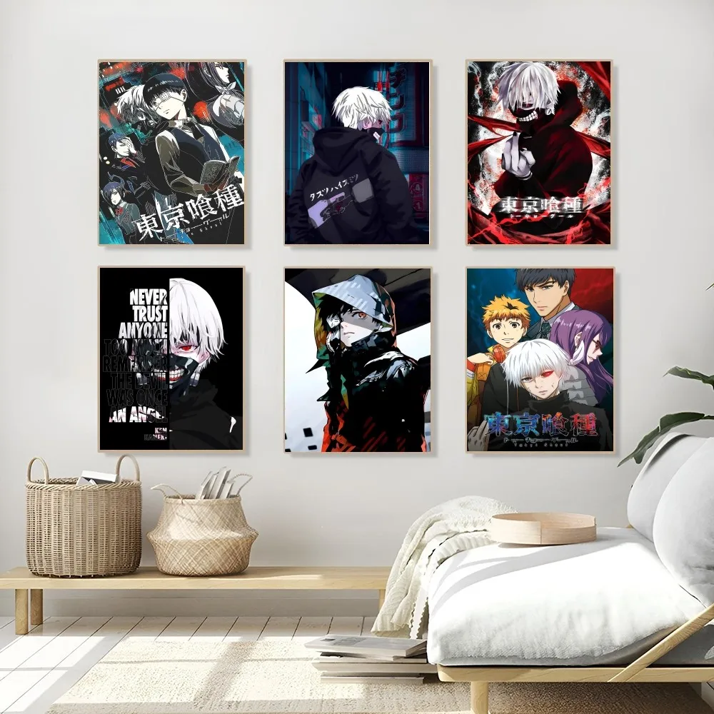 1PC Anime Tokyo Ghoul Poster Self-adhesive Art Waterproof Paper Sticker Coffee House Bar Room Wall Decor