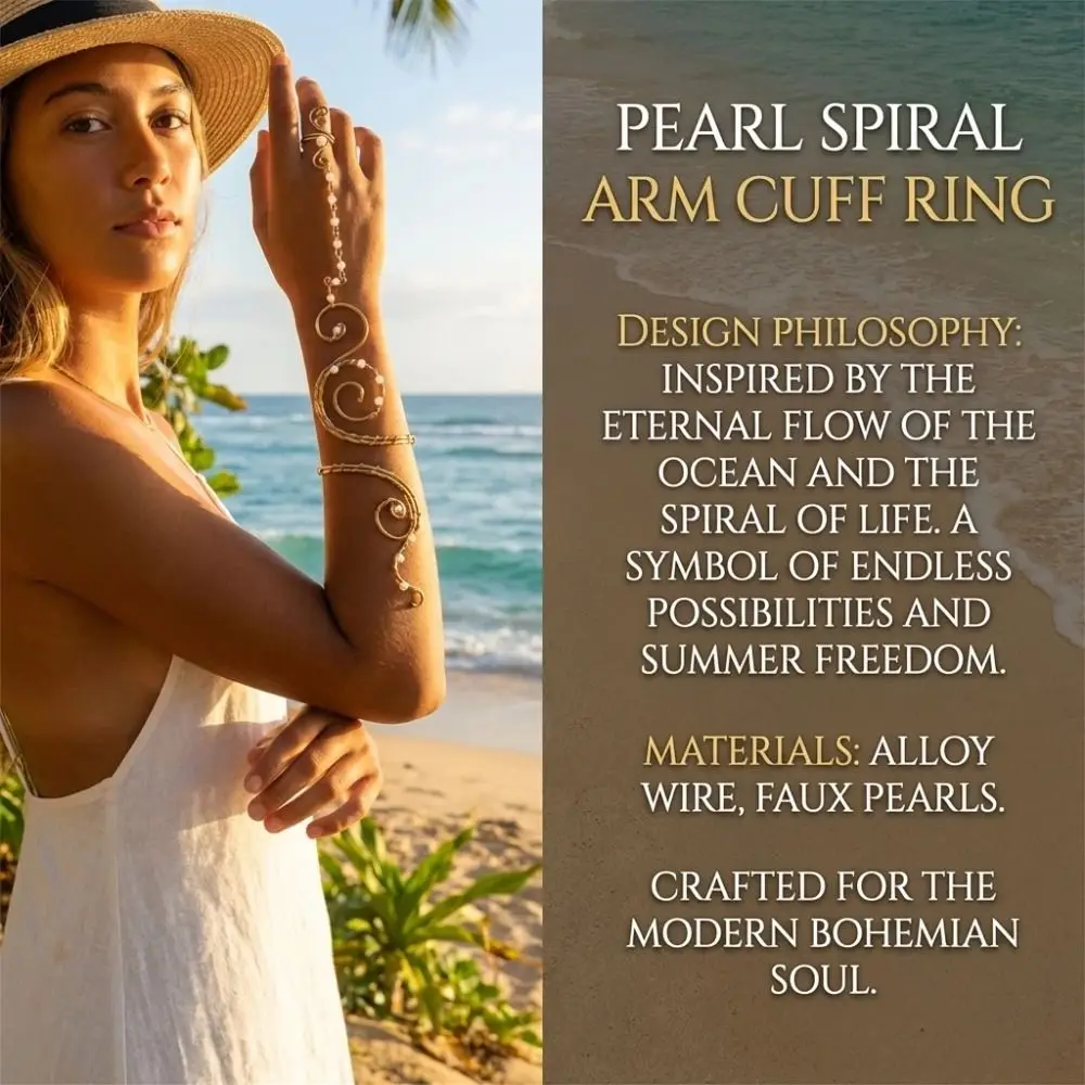 Exquisite Hollow Out Spiral Gold Arm Cuff Vintage Adjustable Open Arm Bangle Boho Connected Ring Gold Jewelry Arm Accessories