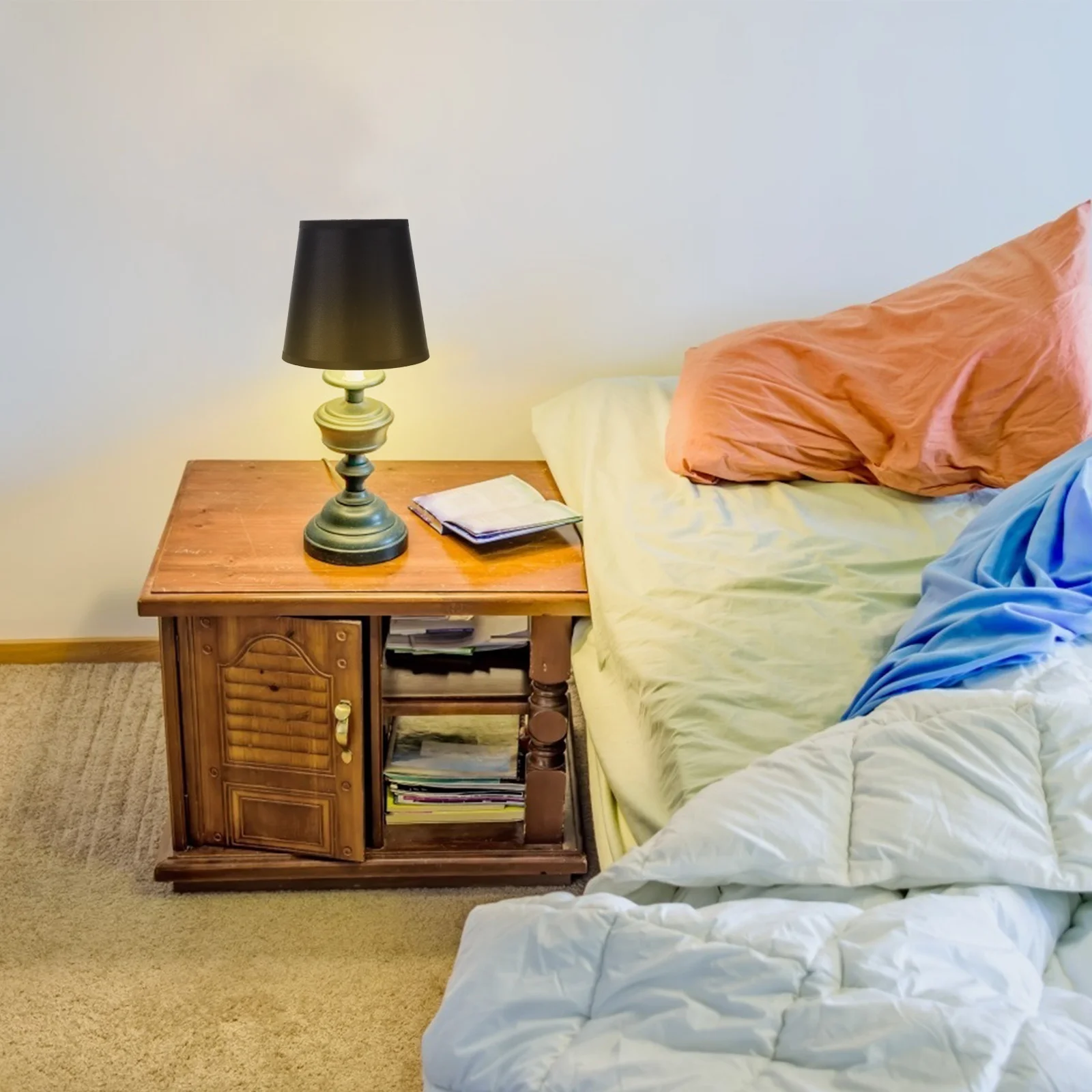 

Cloth Lamp Shades E14 Screw Base Fabric Drum Shade For Home Hotel Decor Ceiling Wall Chandelier Light Cover Lamp