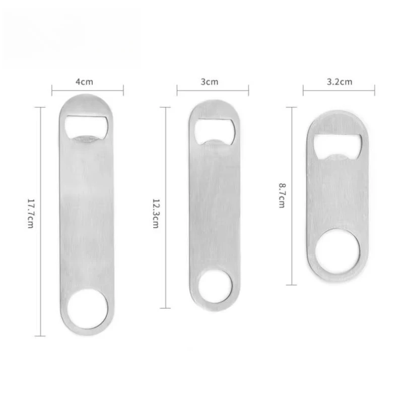 3 Size Durable Beer Bottle Opener Stainless Steel Flat Speed Bottle Cap Opener Remover Bar Blade Kitchen Tool Beer Party Supplie