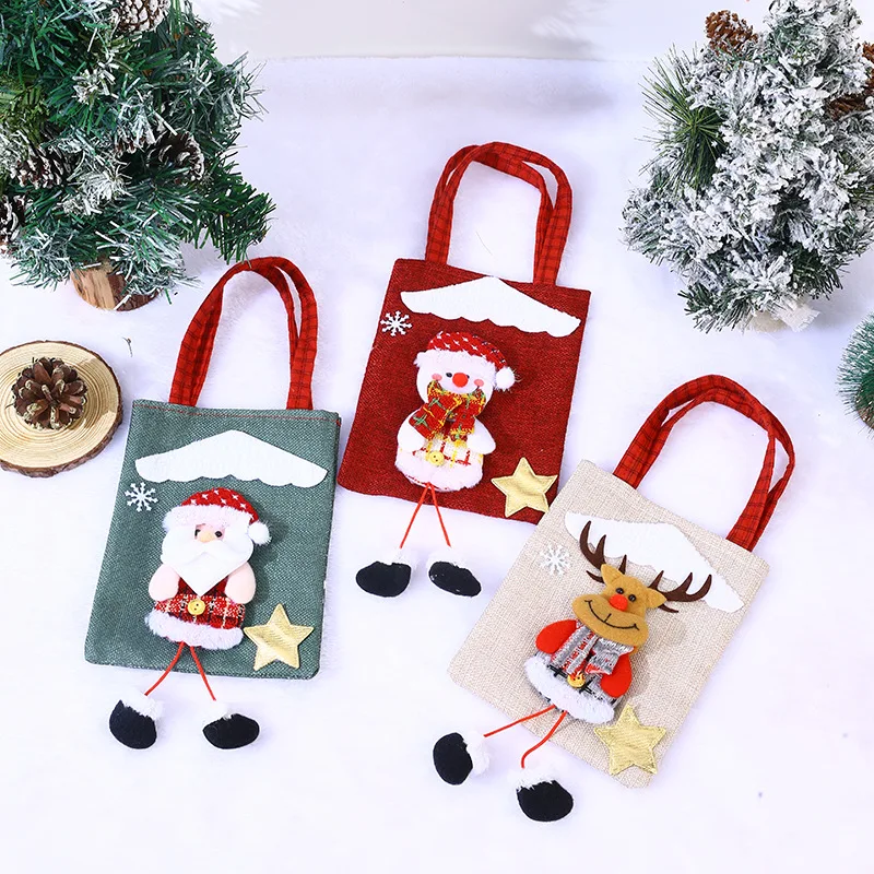 Christmas decorations linen clouds three-dimensional doll handbag kindergarten graduation small gift Christmas handbag