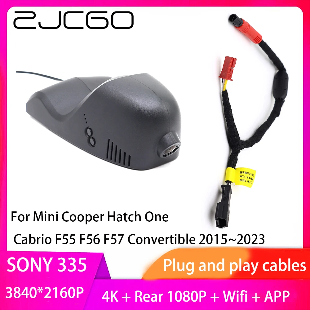 ZJCGO Plug and Play DVR Dash Cam UHD 4K 2160P Video Recorder for Mini Cooper Hatch One Cabrio F55 F56 F57 Convertible 2015~2023