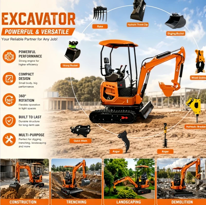 

Full Hydraulic EPA euro 5 1.5 ton 2 Ton 3.5 Ton excavators 6 Ton excavator bucket parts mini excavator auction