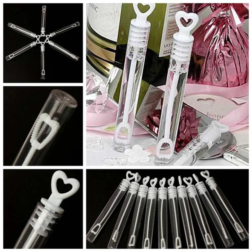 96 Uds. Palillos de burbujas de corazón, ligeros, blancos, recuerdos de fiesta, decoraciones de boda, varitas de burbujas para juegos al aire libre