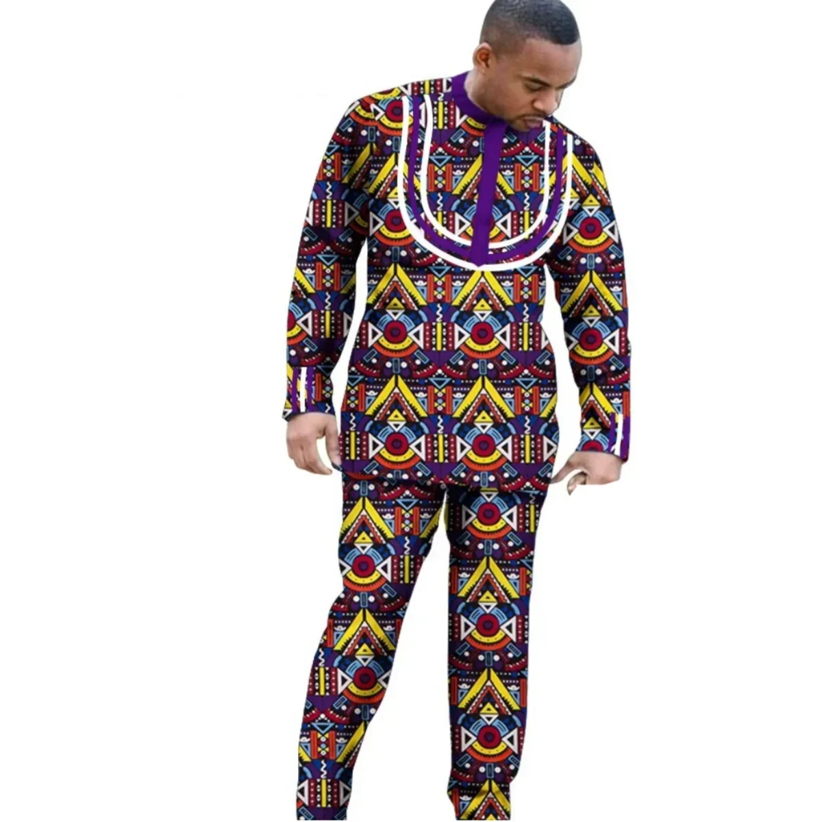 African Parent-child Clothing Long Sleeve Slim Fits Dashiki Outfits for Father Boys Fashion Men African Clothes Sets Wyq340