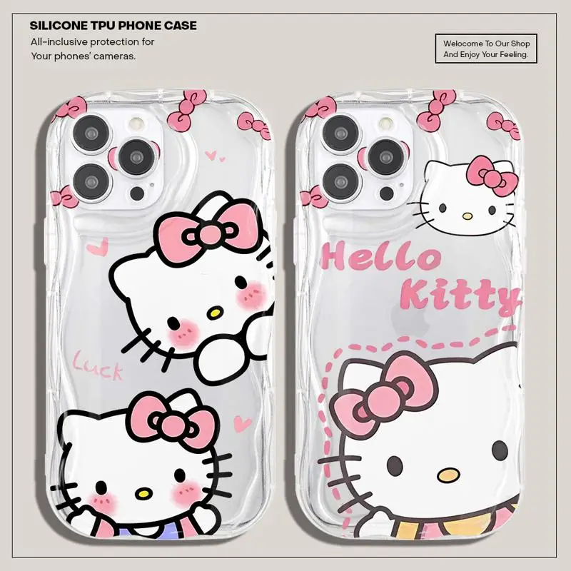 Cute Cinnamoroll Kuromi Cover Phone Case for Apple iPhone 13 15 Pro Max 14 13 Pro 11 12 14 Plus 15Plus Wave Soft TPU