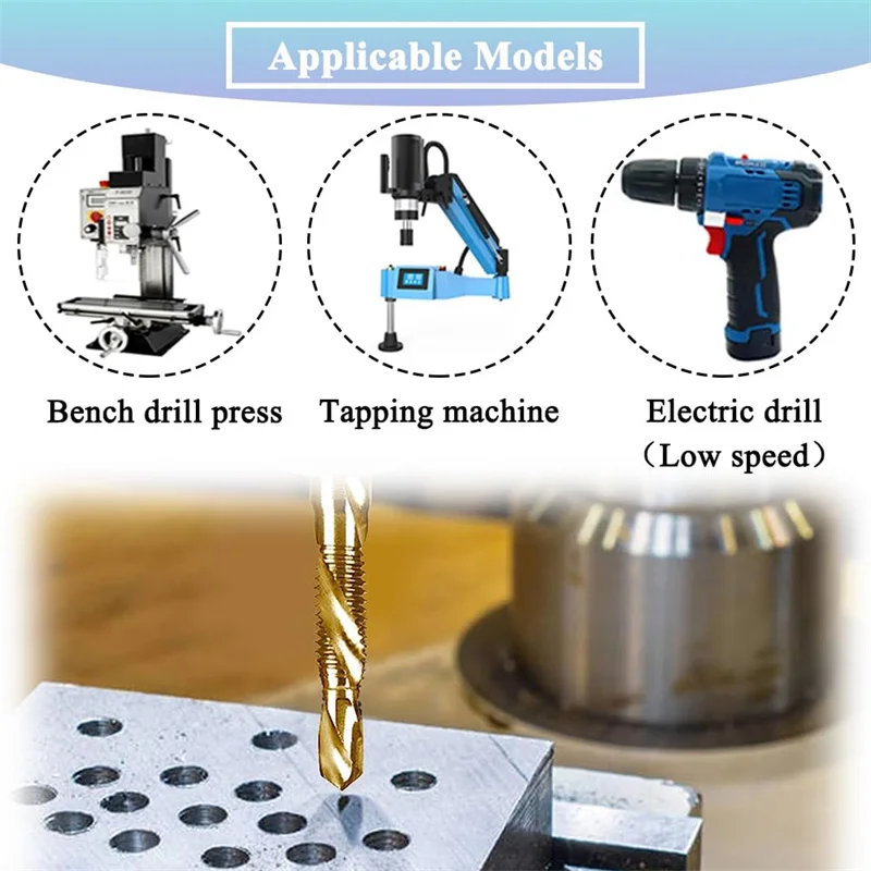 6 pièces HSS forets combinés et jeu de tarauds 1/4 pouces tige hexagonale vis taraudeuse foret titane enduit M3-M10 foret à taraud