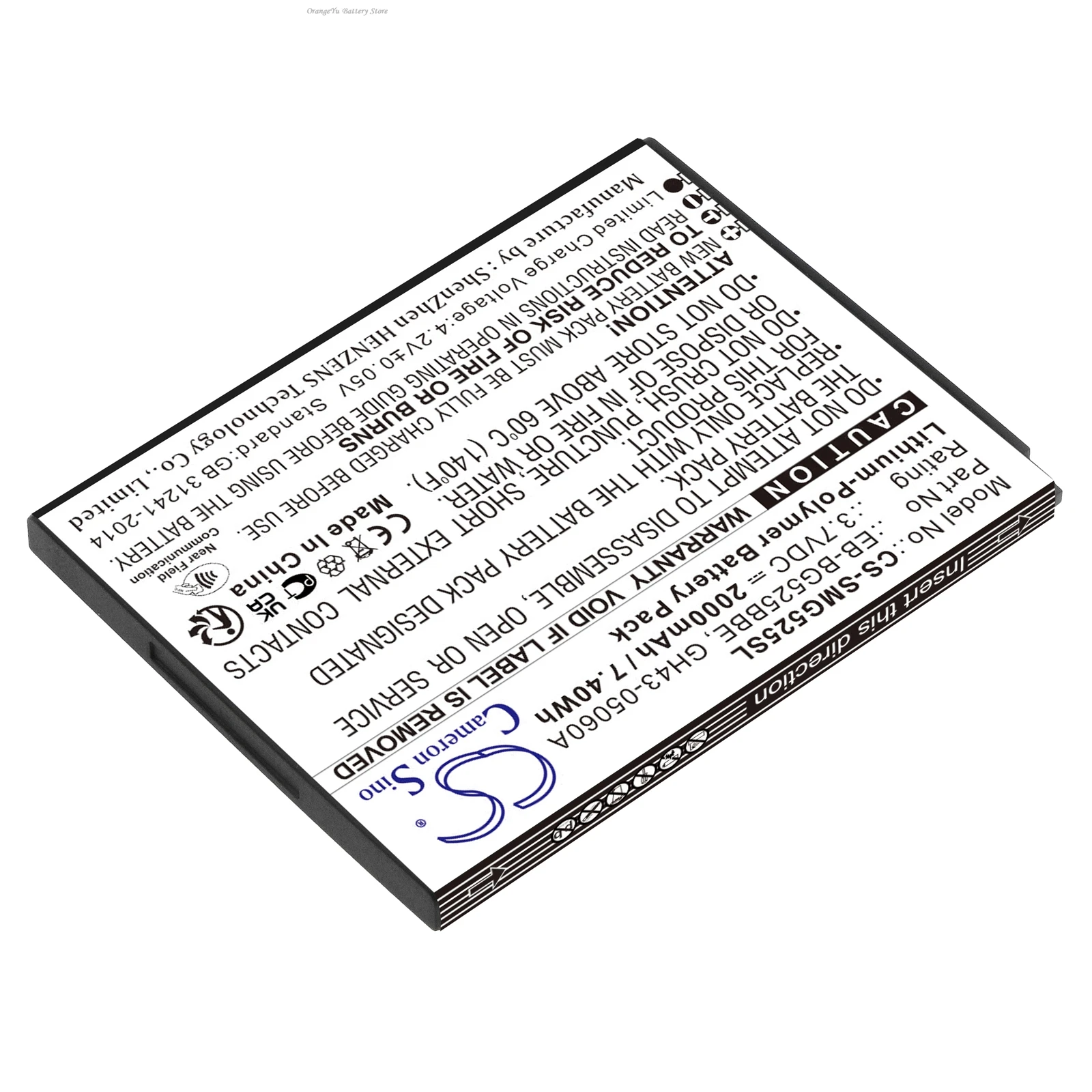 Cameron Sino 3.7V 2000mAh Mobile,SmartPhone replacement Battery EB-BG525BBE for Samsung Galaxy XCover 5 2021, SM-G525F, SM-G525N
