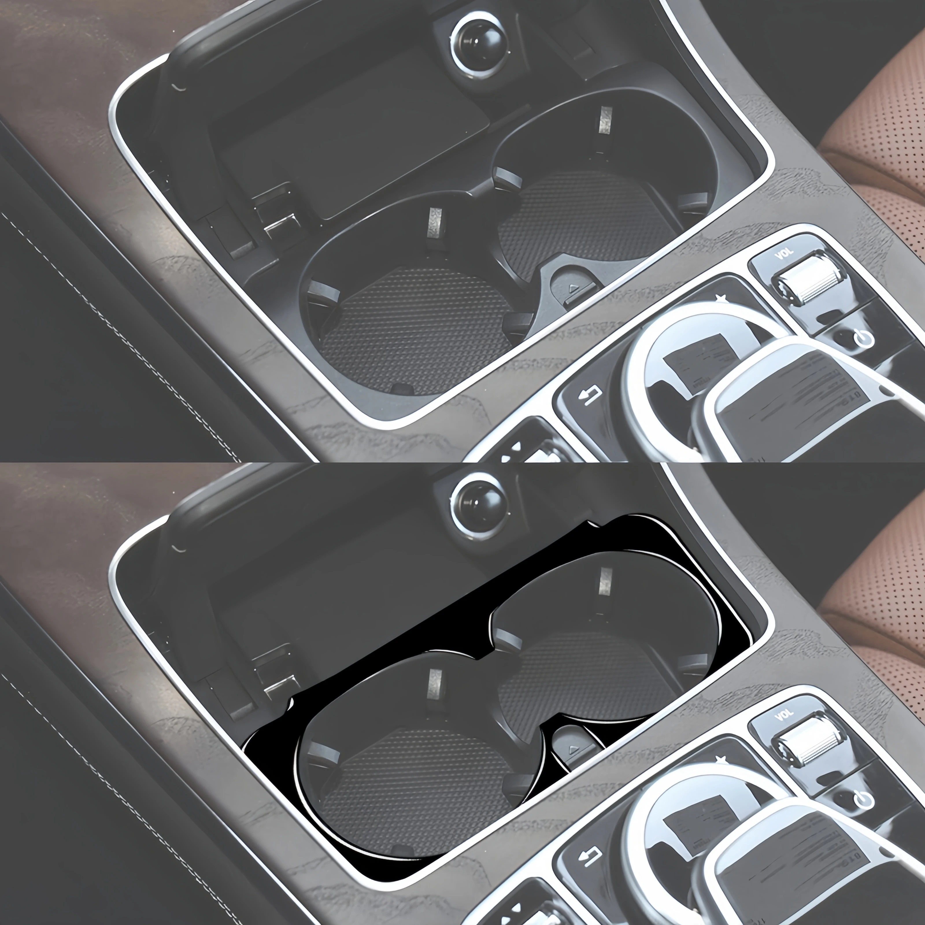 لمرسيدس W205 بنز C الفئة GLC 2014-2020 البيانو الأسود سيارة مركز وحدة التحكم حامل الكأس الإطار غطاء الكسوة ملصق السيارات Zubrifter #4