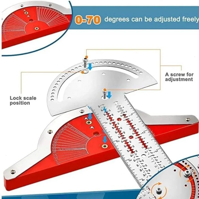 Ultra Precision เครื่องหมายไม้บรรทัดสแควร์ T ประเภทไม้ Scriber วัดเครื่องมือช่างทำด้วยมือ Edge กฎเครื่องมือช่างไม้