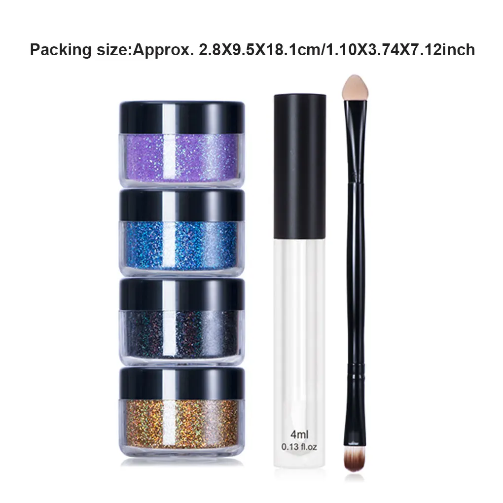 Glitter Lip Kit with Double-ended Brush Long Lasting Light Weight Lipgloss with Powder Convenient Cosmetics Makeup Tools