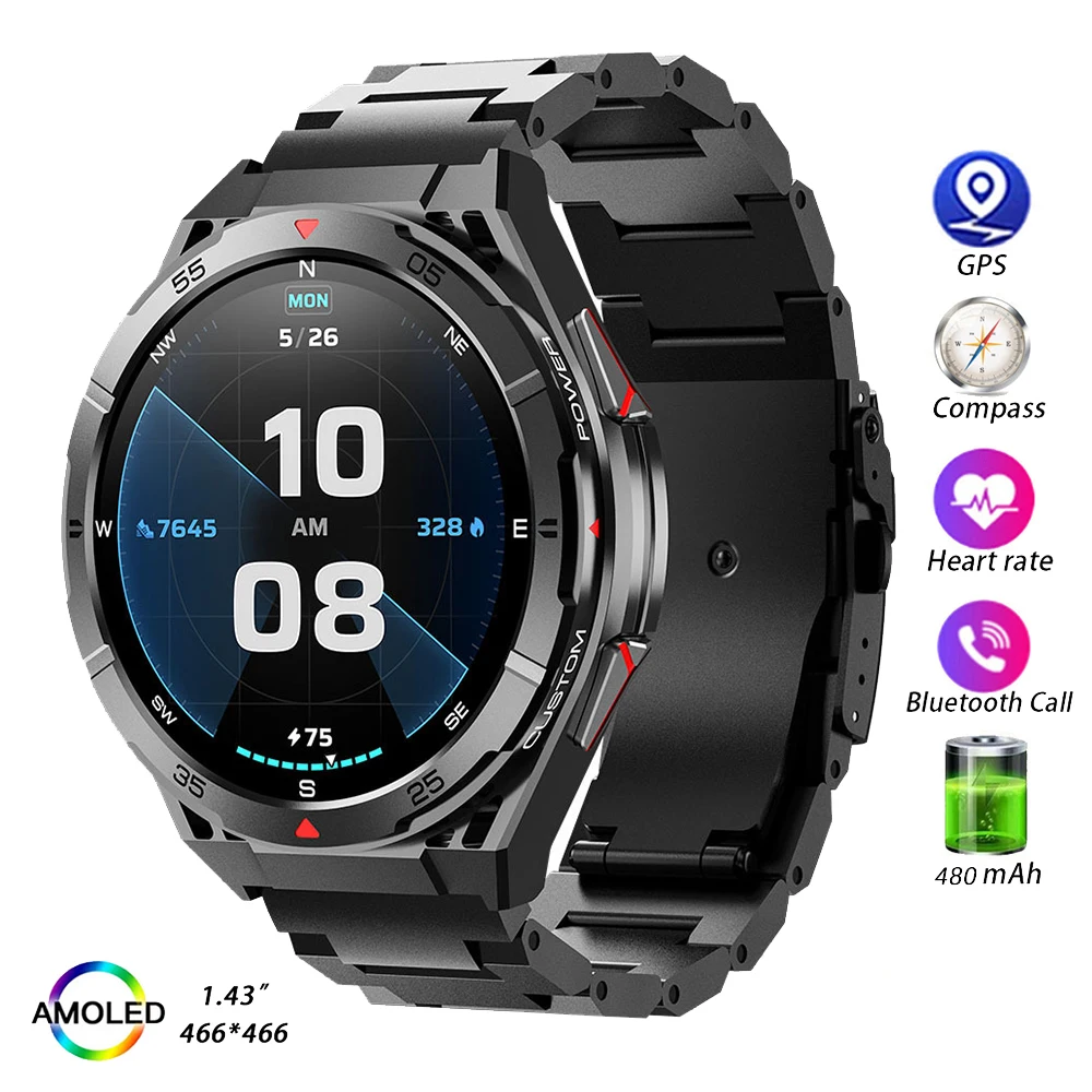 

X2 GPS Смарт-часы Мужчины Женщины Электронные наручные часы 480 мАч Батарея Компас Смарт-часы Мужские наручные часы Фитнес-браслет