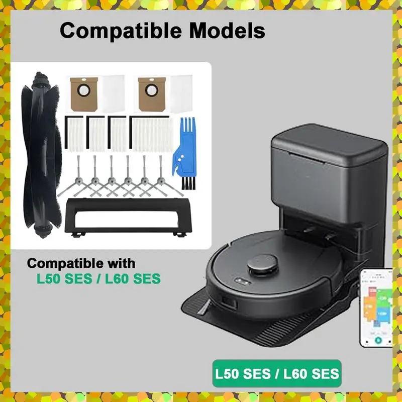 AGLH 15 قطعة مجموعة الملحقات ل Eufy Clean L50 /L50 SES /L60 /L60 الهجين جهاز آلي لتنظيف الأتربة الجانب الرئيسي فرشاة مرشحات كيس لجميع الغبار