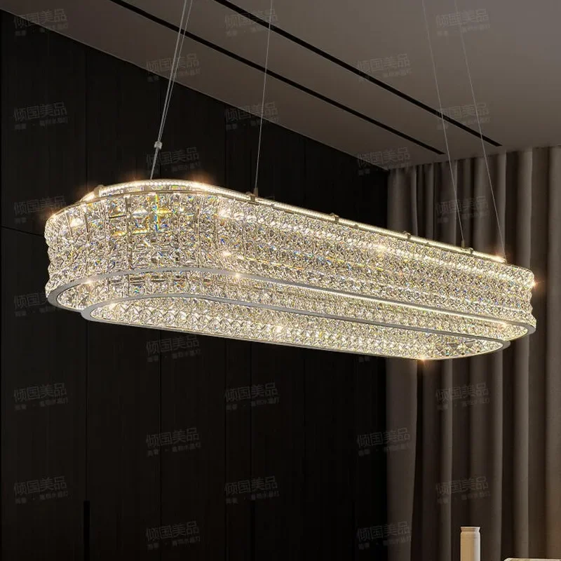 Modern Crystal Chandelier for Living Room Simple Luxury Atmosphere Designer Decorative Hall Lamp Three Color Dimming High End