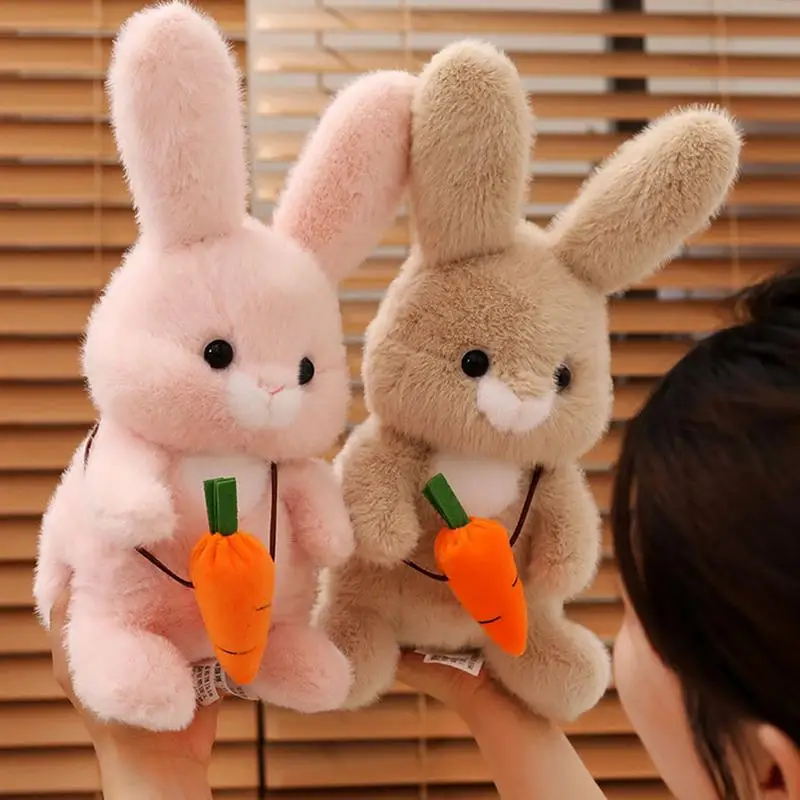 Easter Bunny Plush Toy Sitting Small Stuffed Animal Carrot Rabbits Plush Doll Plushies Pillow Cuddly Companion For Kids Adults