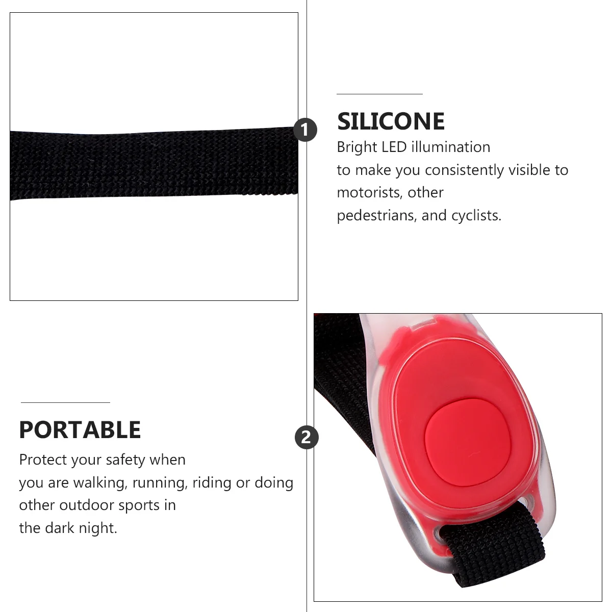 2 قطعة Led تشغيل الضوء الأحمر ليلة السلامة الذراع الساق الفرقة المحمولة مشرق للمشي الركض الدراجات الرياضة في الهواء الطلق التخييم المشي لمسافات طويلة #2