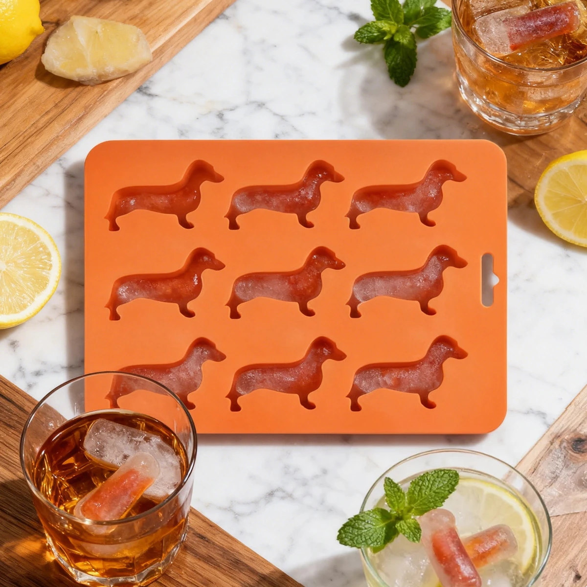 Cartoon Puppy Silicone Ice Tray, 9-Cavity Mold Suitable for Frosting and DIY Cake Decoration, Flexible Non-Stick Ice Mold, Can Be Used for Home Kitchen and Beverage Making, Puppy Animal-Shaped Silicone Ice Tray, Silicone Ice Cube Chocolate Mold, Can Create Fun and Creative Desserts, Pink Ice Cubes, Suitable for Holidays and Special Occasions