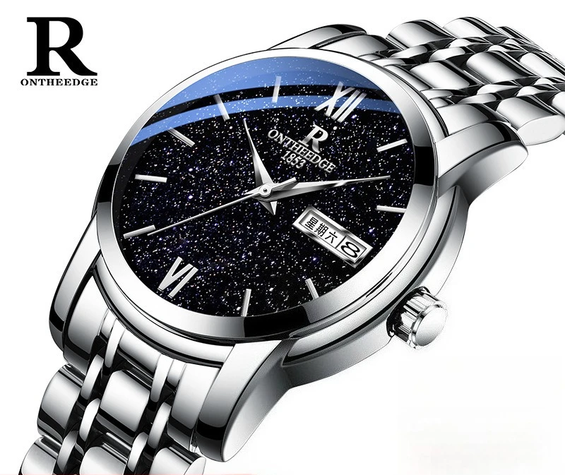 Bestseller Minimalist Women Watch, Trendy Starry Sky Dial Ladies Quartz Wristwatch with Dual Calendar