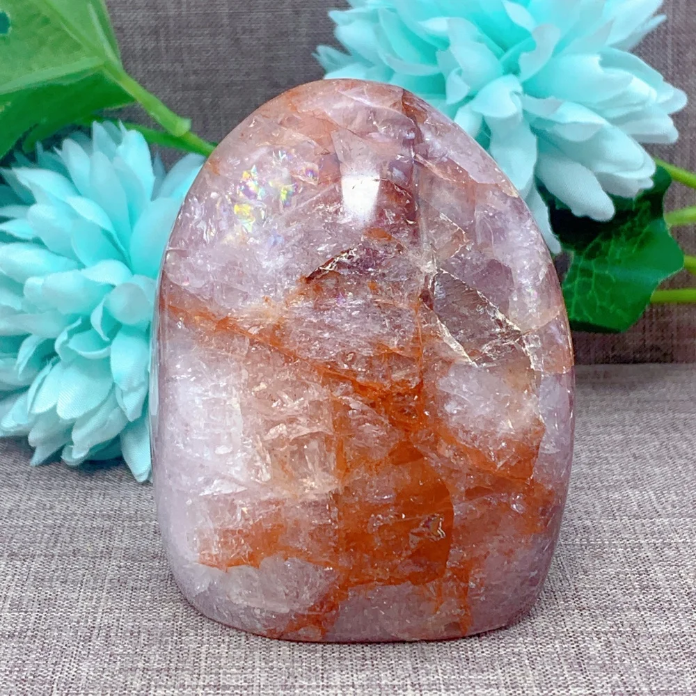 

Quartz Stone Natural Fire Quartz Free Form Healing Home Decoration Reiki Witchcraft Polished Energy Gift