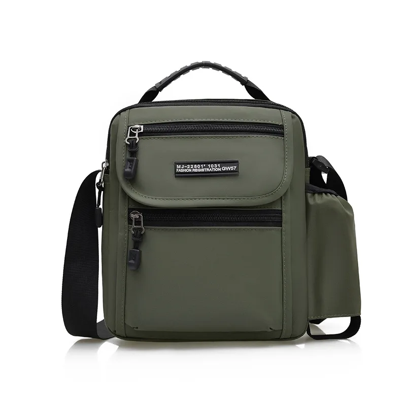 Men Casual Crossbody Bag Waterproof Nylon Shoulder Pack Male Multi Pocket Handbag With Top Handle Side Pocket For Outdoor Travel