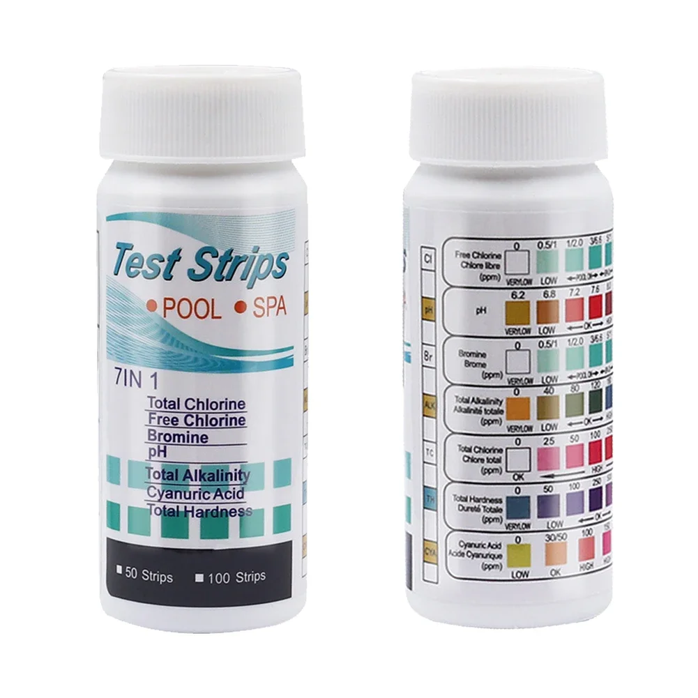 50/100Pcs 3/4/5/7 in 1 Water PH Test Strips Easy Detection Residual Chlorine Value Alkalinity Hardness Tester for Pool