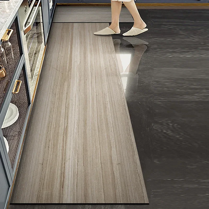 Carpet for Kitchen Marble Pattern Floor Mat Non-slip Oil-proof Pvc Waterproof Leather Long Strip Rug Alfombras De Cocina 주방바닥매트