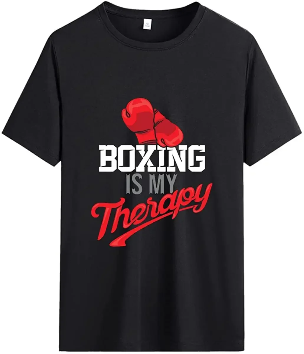 

Men's Letter Printing Round Neck Funny T-shirt Breathable Cotton T-shirt Boxing T-shirt for Men