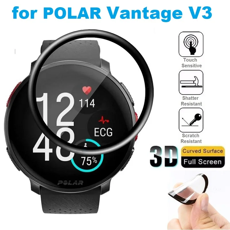 3PCS 3D Curved Edge Screen Protector for Polar Vantage V3 Smart Watch Full Cover Soft Protective Film