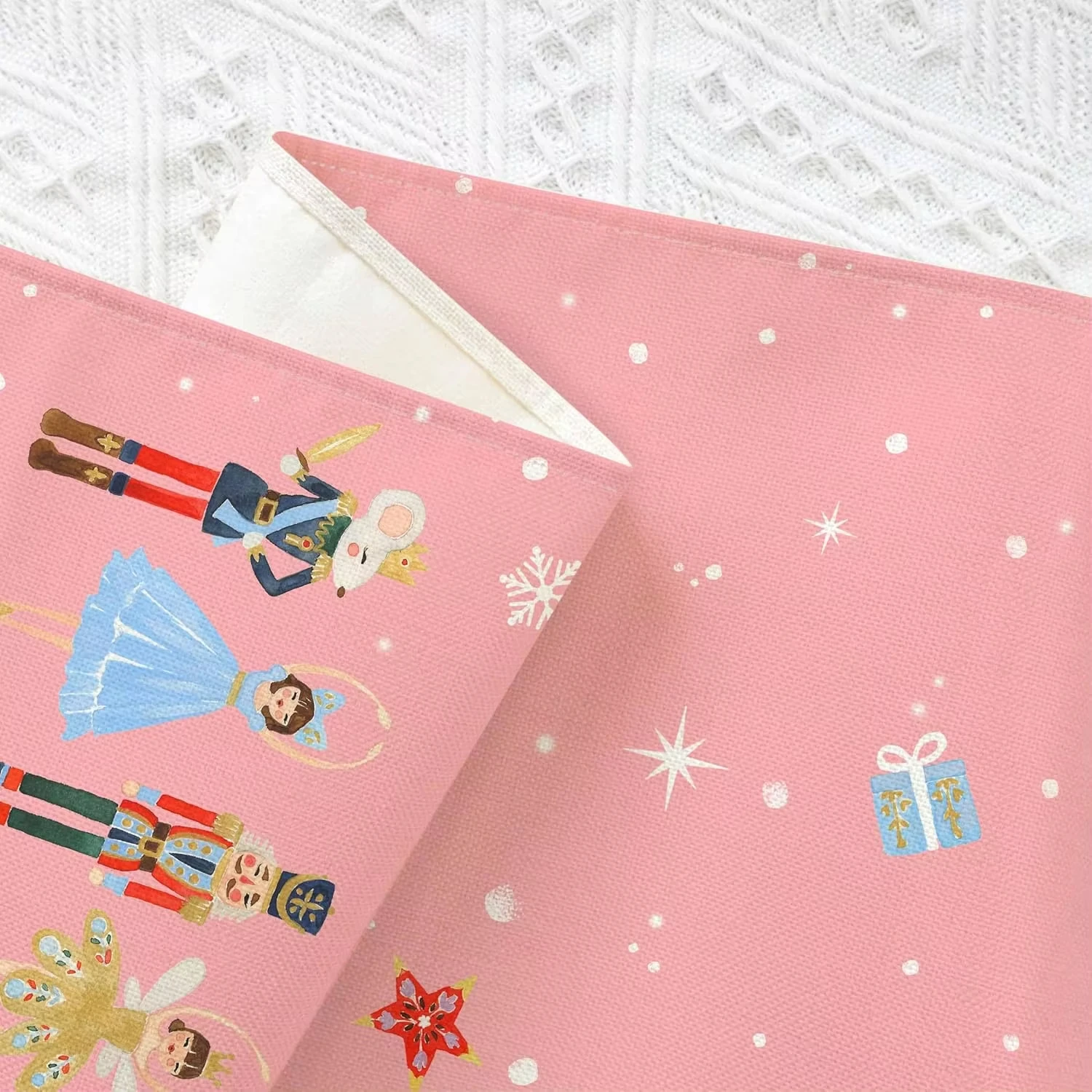 Christmas Nutcracker Pink Linen Table Runner Holiday Party Decor Winter Xmas Kitchen Dining Table Runner Christmas Decorations