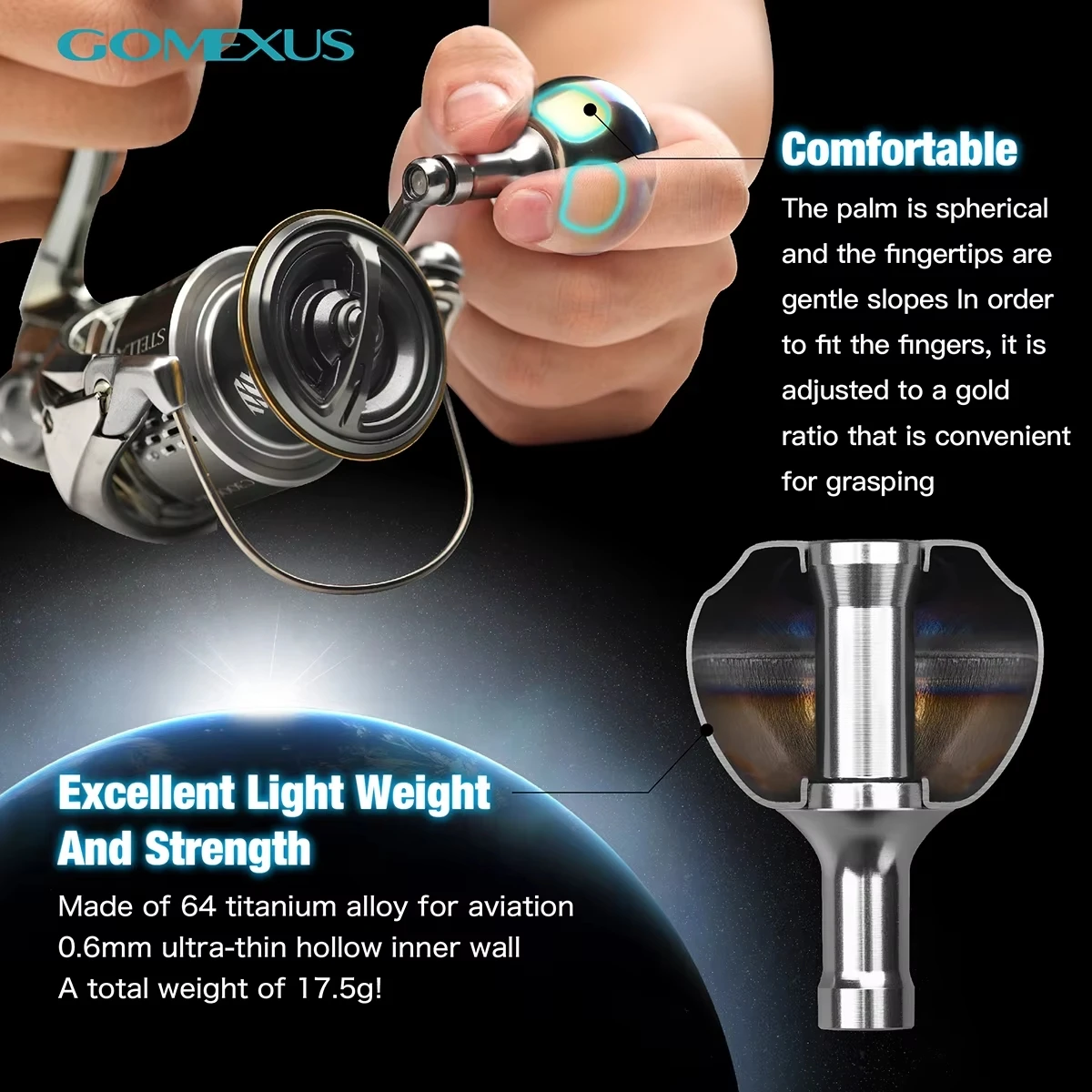 Gomexus TA38S Griffknopf für Shimano Stella Vanquish Daiwa Exist Saltist 1000 - 4000 Spinning Power Reel Titan 38mm TA38 – Detail 3